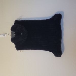 Neiman Marcus Faux Fur Blue Pullover Opened Sides Cowl Neckline Size Medium